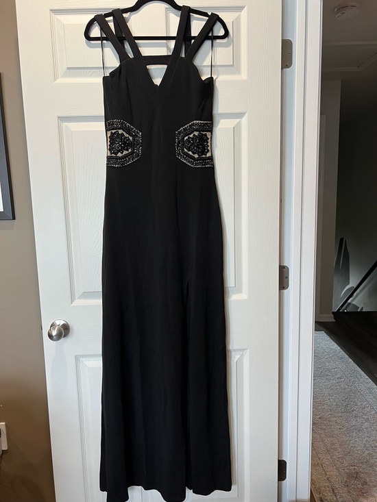 NWT Black Full Length Dress with Beaded Waist Panels - Picture 2 of 8